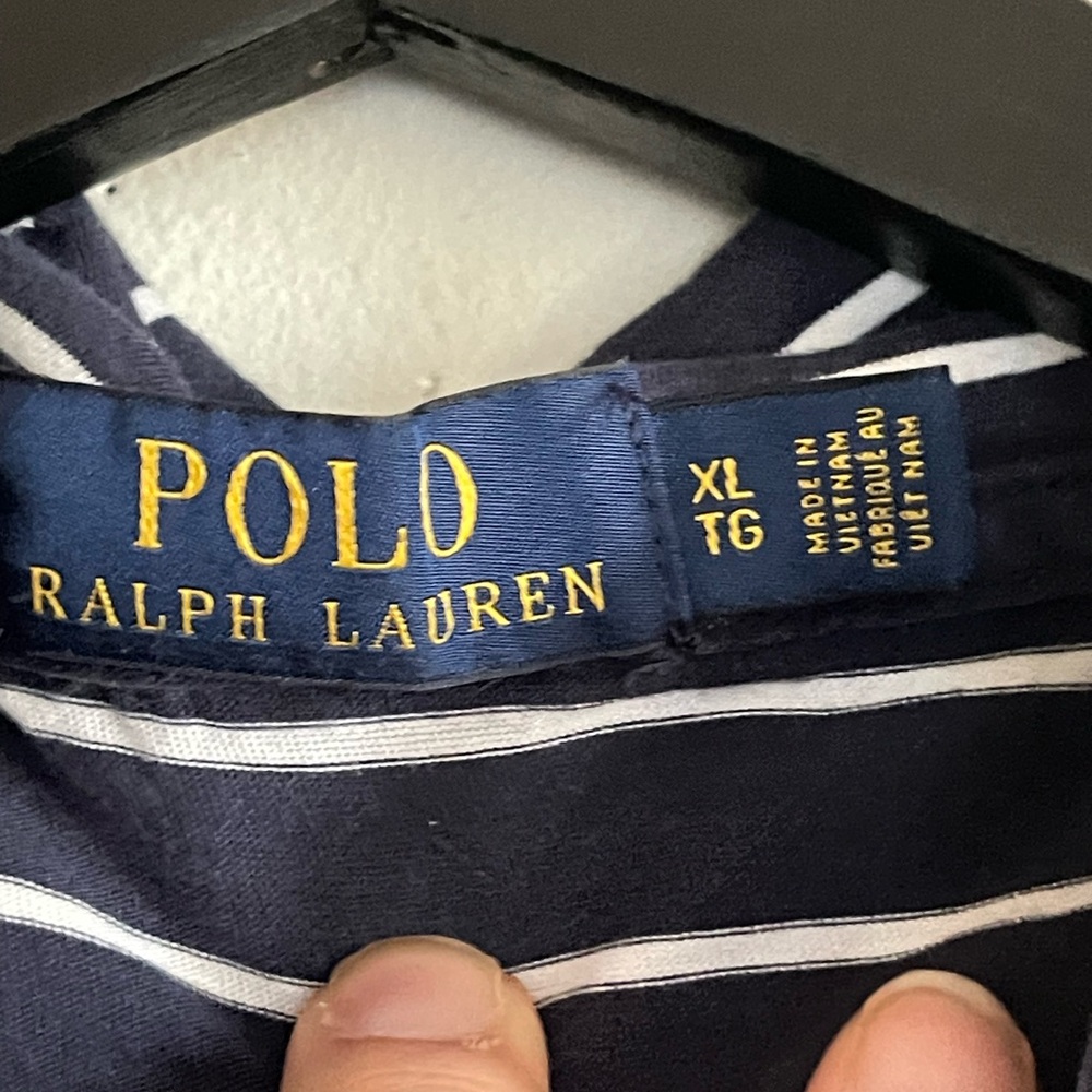 Ralph Lauren Navy and White Striped Hooded Top - Picture 2 of 6